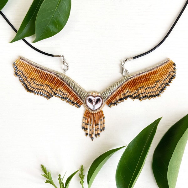 Owl necklace in native american style, boho pendant