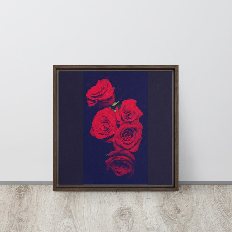 Red Rose Canvas Print Red Rose Décor Framed Wall Art Etsy