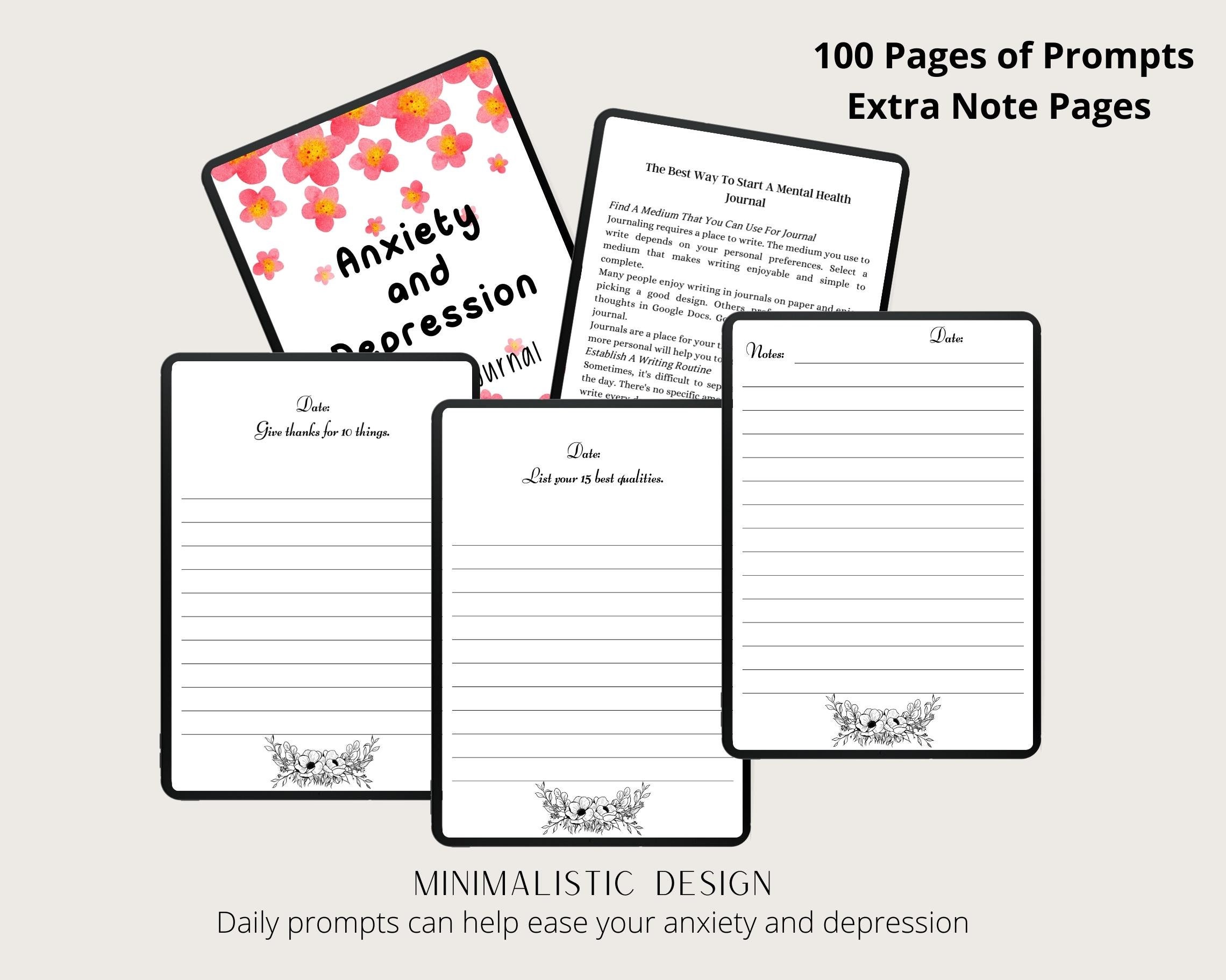 Digital Anxiety and Depression Prompts Journal, Self Care Journal, Anxiety Relief, Goodnotes ...
