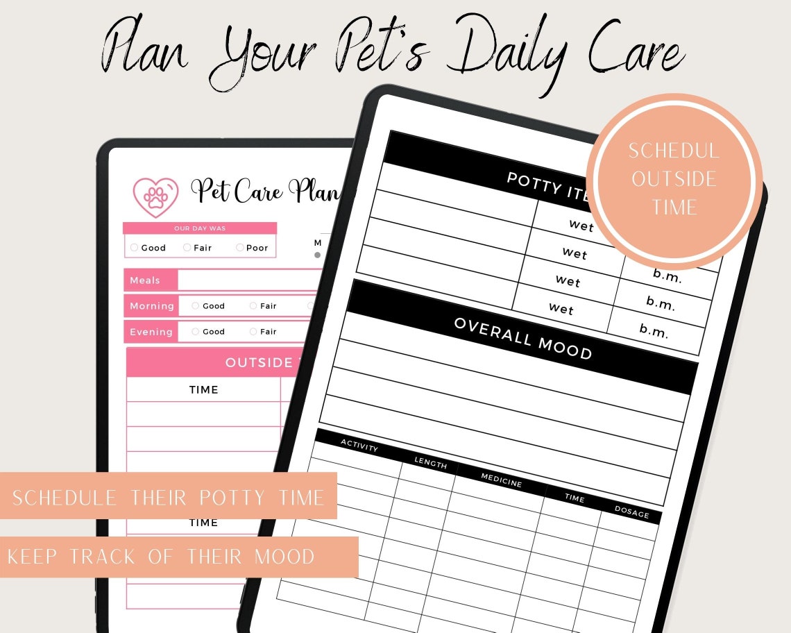 Dog Care Planner Printable, Dog Health Tracker, Printable Pet Health ...