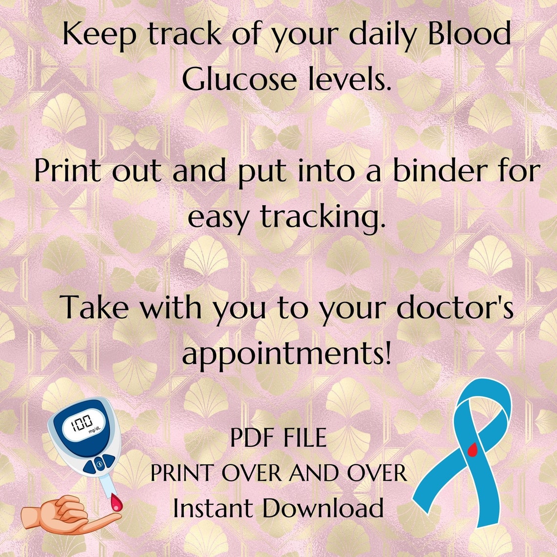 Printable Diabetes Log Book, Diabetes Tracker, Blood Glucose Log, Diabetes Care, Blood Sugar ...