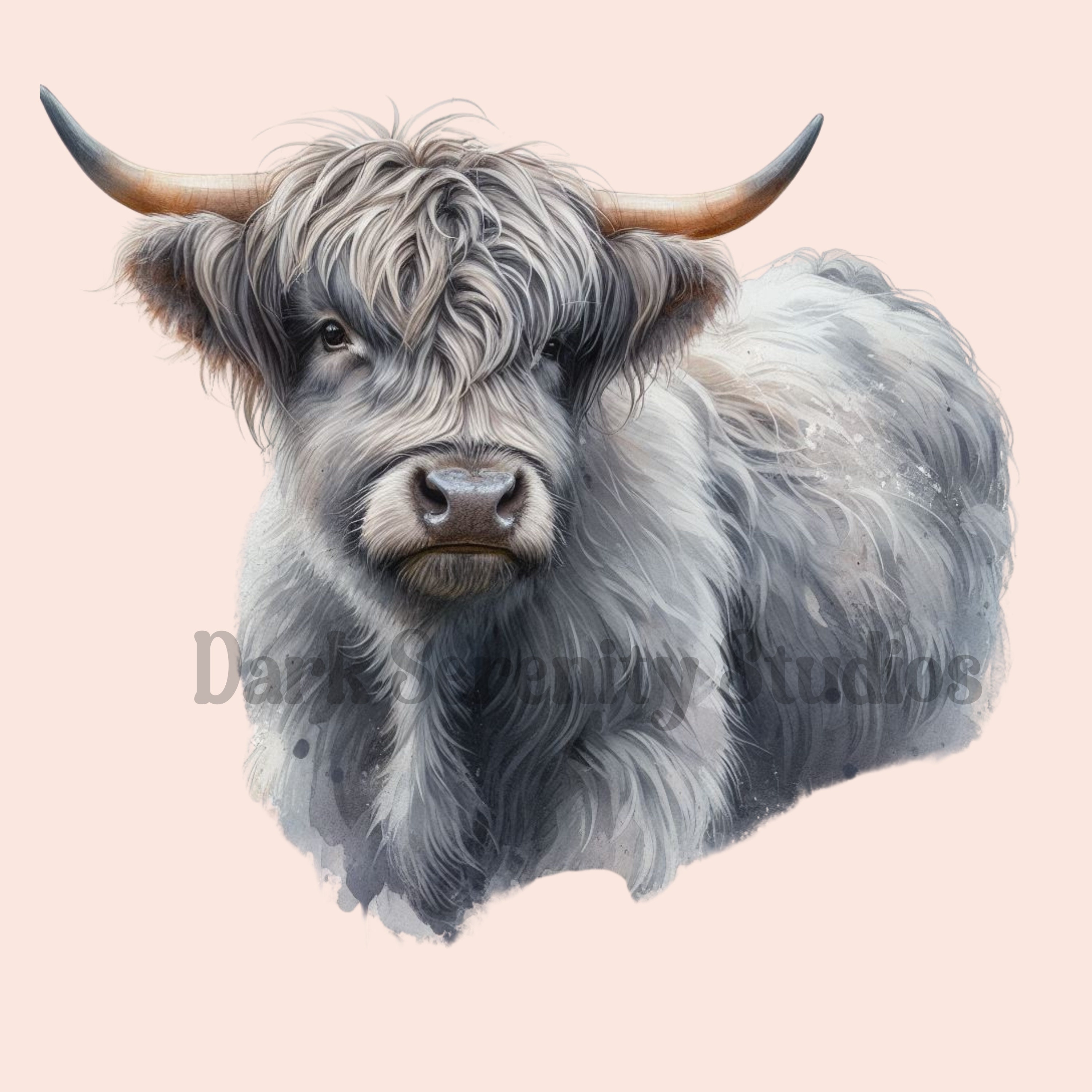 Highland Cow PNG Pack 1, Watercolor Highland Cow, Grey Highland Cow ...