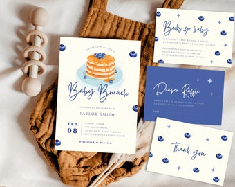 Blueberry Baby Brunch Invitation Bundle, Editable Invite (Digital Download)