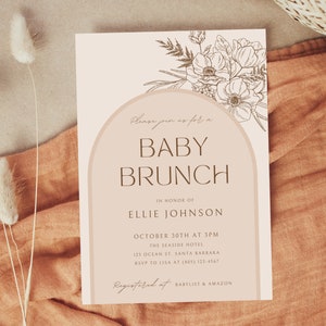 Boho Baby Brunch-Einladung, Blumen Baby Brunch, Geschlecht Neutral Babyparty einladen, minimalistische Einladung, moderne Babyparty einladen, Arch