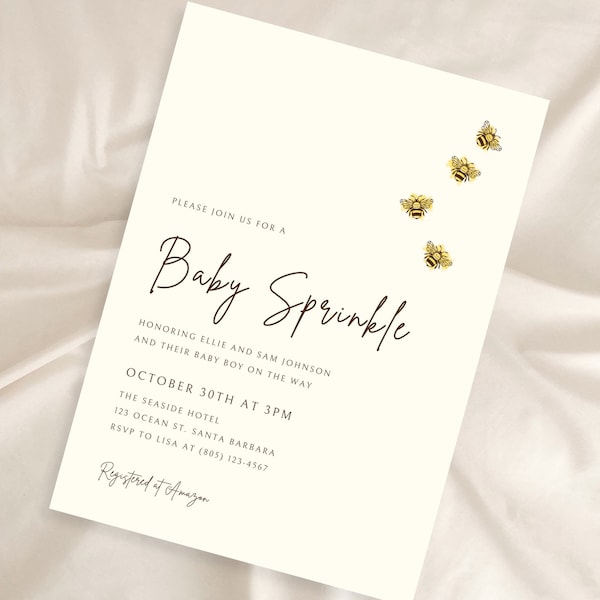 Bumble Bee Baby Sprinkle Invitation, Baby Brunch Invite, Gender Neutral Baby Shower Invite, Bee Baby Shower Invitation, Bumble Bee Invite