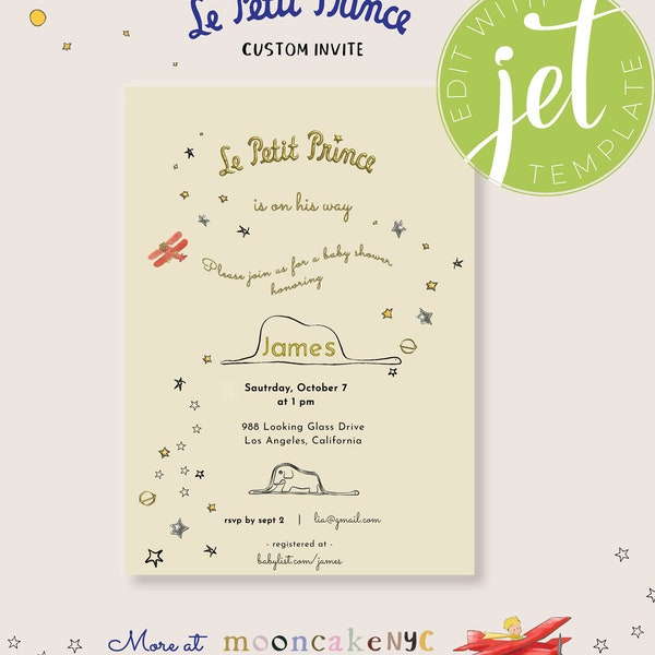 Le Petit Prince Baby Shower Invitation - Digital File Only - NOW EDITABLE!