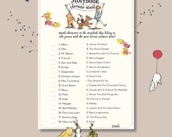 Storybook Character Match - Baby Shower Game - Instant Download - Digital Only - Printable
