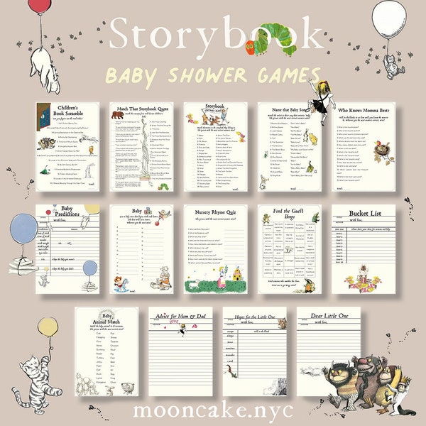Whimsical Storybook Baby Shower Games - Instant Download - Digital Only - Printable