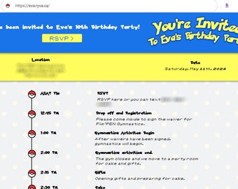 Kid's Birthday Party RSVP Website Page | QR Code Birthday RSVP | Online Party Rsvp | Birthday Party Website