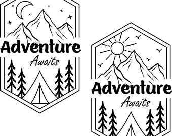 Adventure Awaits | Mountain | Sun | Moon | SVG | PNG | JPEG