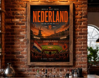 Netherlands Soccer Poster, Holland Football Wall Art, Dutch National Pride Print, Amsterdam Stadium Poster, Soccer Fan Gift