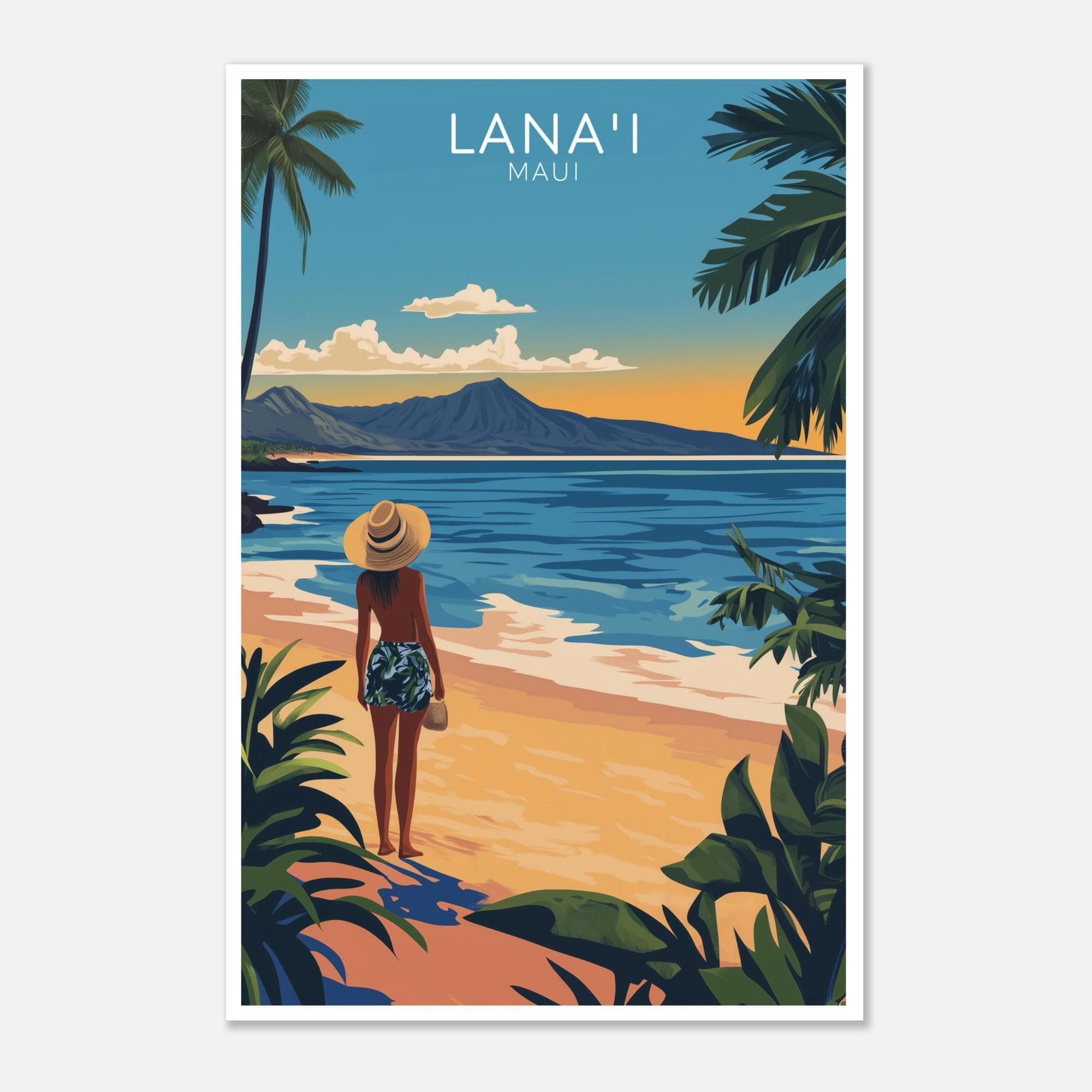 Fresh Look at Lana I Maui Hawaii Travel Poster Tropical Beach Sunset Art