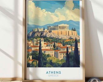 Athens Poster, Acropolis Wall Art, Greece Travel Print, Mediterranean Architecture Decor