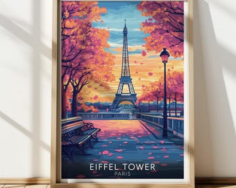 Pôster da Torre Eiffel, Impressão de Arte de Parede de Paris, Decoração Vintage de Viagem à França, Arte de Paris para Imprimir