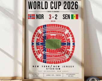 2026 World Cup Soccer Stadium Seat Map Print, Game Day Memory Poster, Nation Themed