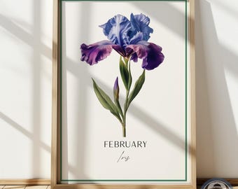 Grafika z irysami: Kwiat narodzin lutego, sztuka botaniczna