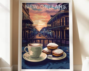 Póster de Bourbon Street, impresión digital del Barrio Francés de Nueva Orleans