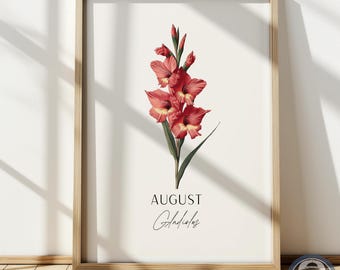 Gladiolus Print: August Birth Flower Botanical Art
