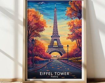 Plakat z Wieżą Eiffla, Paryż, Vintage Travel, Wydruk ścienny, Francja, Dekoracja do druku