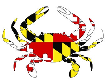 Maryland Crab with State Flag Pattern (SVG, PNG, JPEG Digital Download)