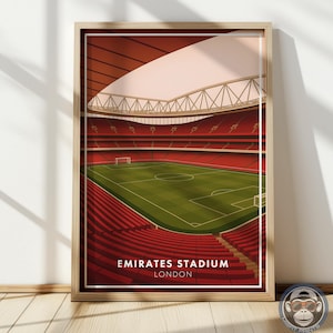 North London Stadium Poster | Minimalist Arsenal Inspired | Soccer Art Print | Football Wall Decor |