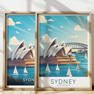 Affiche de voyage de l'opéra de Sydney : oeuvre d'art murale australienne vintage