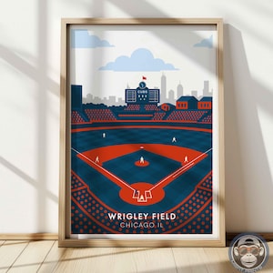 Wrigley Field Art Print: Chicago Baseball Stadium, Retro Modern Wall Art