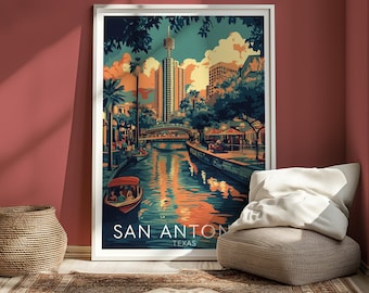 San Antonio River Walk Poster: Vintage Texas Reisekunst (Digitaler Download)