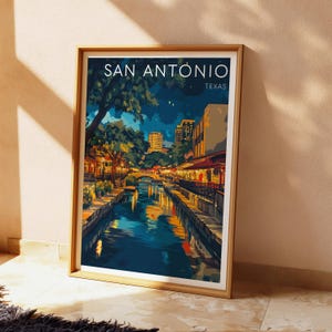 San Antonio Poster, River Walk Poster, Texas Travel Decor, Vintage Printable Wall Art, Retro Decorative Print