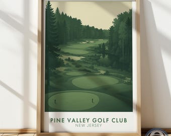 Pine Valley Golf Club Print, New Jersey Vintage Poster, Golf Course Wall Art