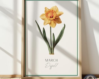 Daffodil Print: March Birth Flower Botanical Art