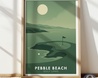 Pebble Beach Poster, Golf Course Print, California Wall Art, Golf Decor