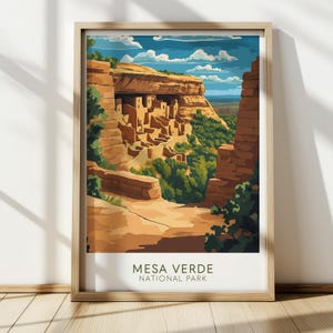 Póster del Parque Nacional Mesa Verde, póster de viaje de Colorado, arte mural vintage, arte mural imprimible, arte mural retro / CO008XP