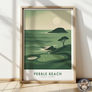 Pebble Beach Golf Links Poster – Vintage Course Art Print, Golf Wall Decor, Famous California Golf Course Gift, Sports Room Decoration