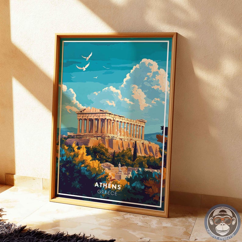 Athens Poster – Greece Travel Wall Art, Parthenon Print, Ancient Ruins ...