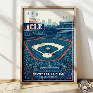 Cleveland Baseball Baseball Stadion Wandkunst - Historisches Feld Ohio Skyline Druck - Minimalistisches Sportposter - Cleveland Zuhause Dekor