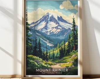 Mount Rainier Nationalpark Poster: Vintage Reise Wandkunst (Printable)