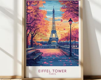 Eiffel Tower Poster, Paris France Travel Print, Vintage Wall Art Decor, Printable France Artwork