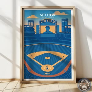 Affiche du stade de baseball Citi Field, art mural des Mets de New York, impression de sport MLB, cadeau de fan, décoration de Game Day, illustration de carte de stade