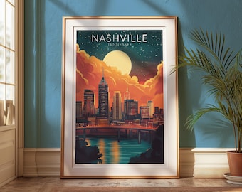 Nashville Tennessee Poster, Vintage Travel Print, Digital Wall Art Download