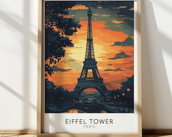 Eiffeltorenposter, Parijs Travel Art Print, vintage muurdecoratie Frankrijk, Frans stadsgezicht