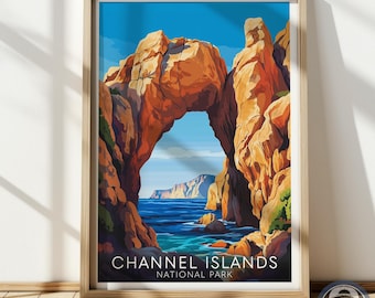 Kanalinseln Poster, California National Park Druck, Vintage Küstenwandkunst