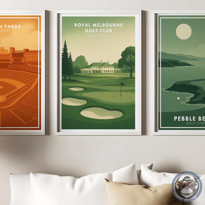 Royal Melbourne Golf Course Print, Vintage Style Poster, Australia ...