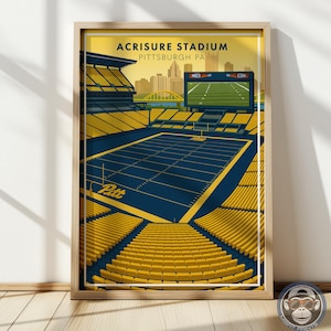 Acrisure Stadium Poster | University of Pittsburgh Football Art Print | Minimalist Pittsburgh Wall Decor