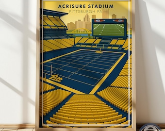 Acrisure Stadium Poster | University of Pittsburgh Football Art Print | Minimalist Pittsburgh Wall Decor