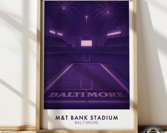 M&T Bank Stadium Poster - Baltimore Football Wall Art, NFL Football Stadium Print, Sports Decor Gift for Fans, Baltimore Maryland