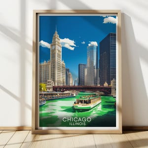 St. Patrick&#39;s Day Chicago Print: Green River Vintage Travel Poster (Digital Download)