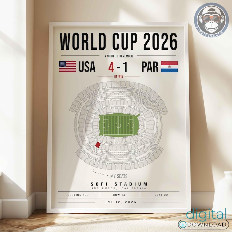 Custom 2026 World Cup Soccer Stadium Seat Map Print, Personalized Game Day Memory Poster image 15