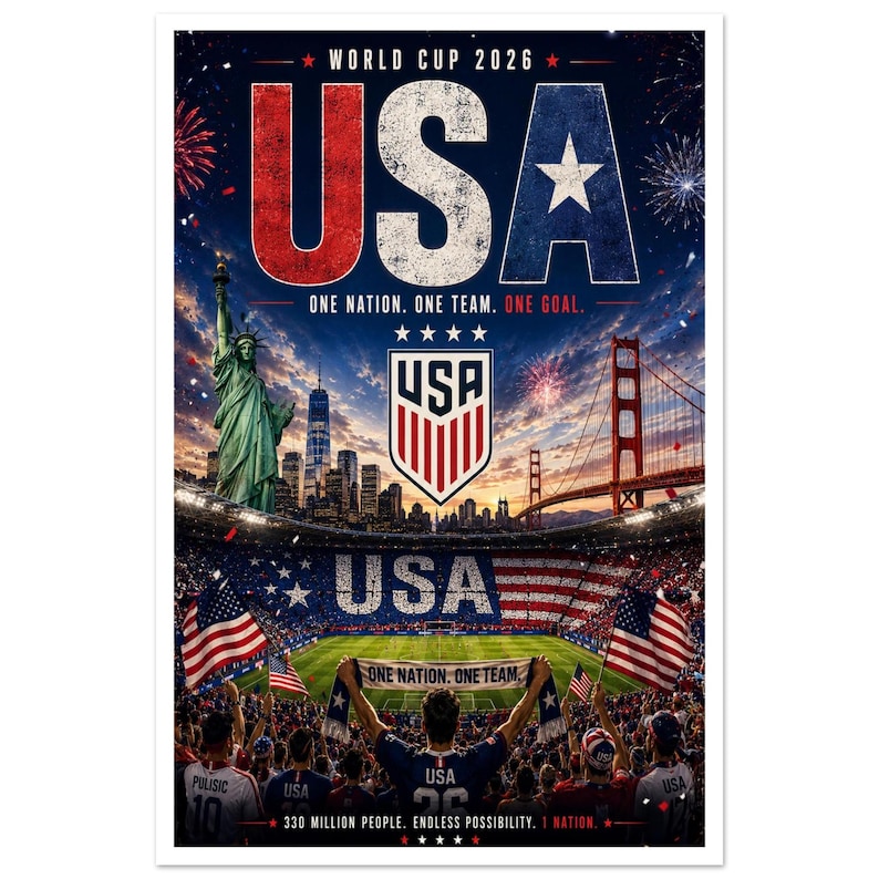 USA Soccer Poster, United States Football Wall Art, US Soccer Fan Gift image 17