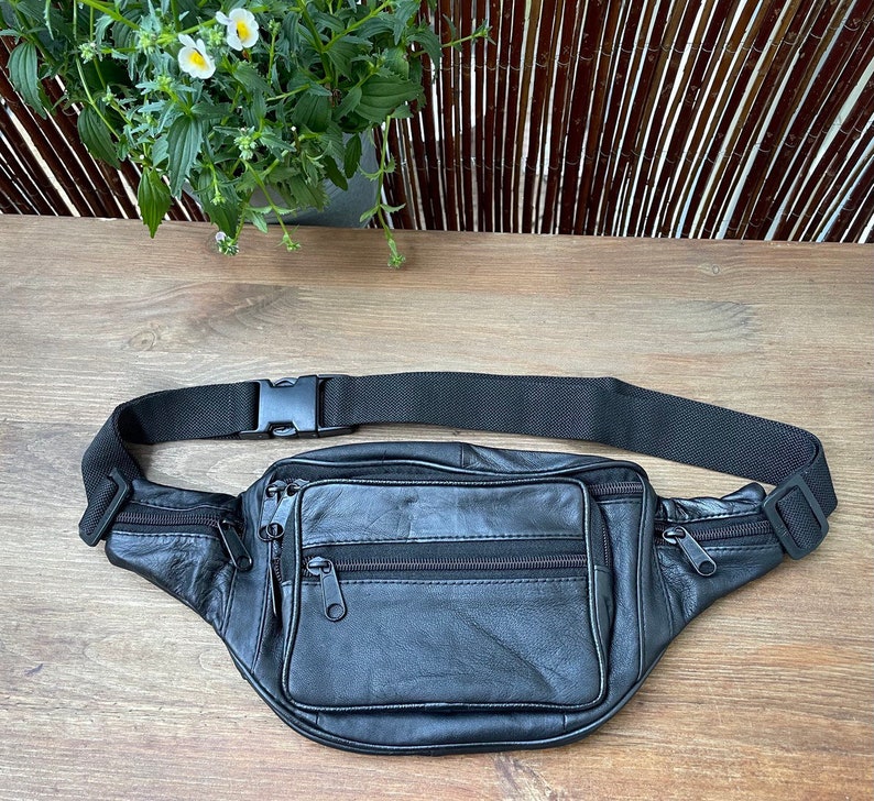 Bauchtasche Fanny Pack Echtleder Schwarz Bild 2